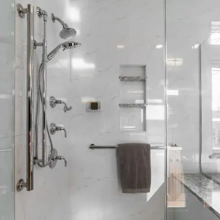bathroom remodel with standing shower, modern fixtures