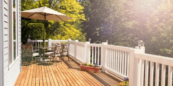 exterior deck remodel with white railings