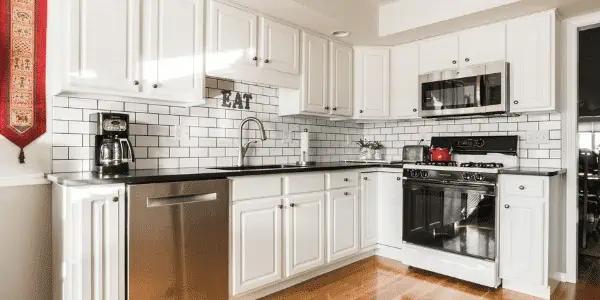 subway style tiled kitchen remodel