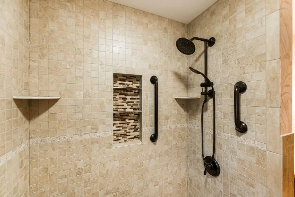 accessible bathroom shower with handles