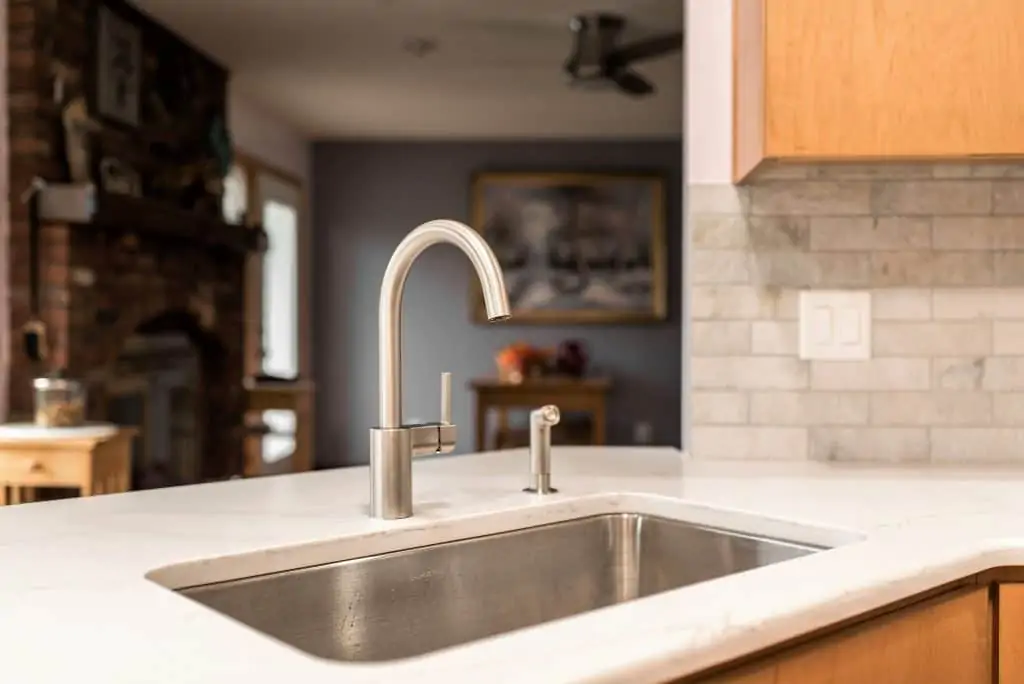 sycamore kitchen remodel modern faucet close up