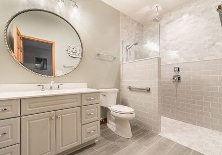 barrier free bathroom remodel with safety rods